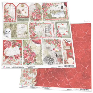 FROZEN ROSES FRAMES & TAGS PAPER SHEET 12"X12"