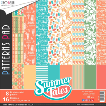 SUMMER TALES PATTERNS PAD 12"X12" 8/PKG