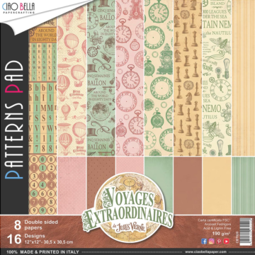 VOYAGES EXTRAORDINAIRES PATTERNS PAD 12"X12" 8/PKG