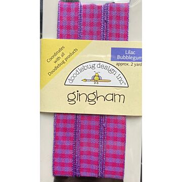 Doodlebug Ribbon - Gingham - Lilac/Bubble Gum
