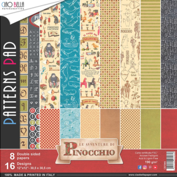 AVVENTURE DI PINOCCHIO PATTERNS PAD 12"X12" 8/PKG