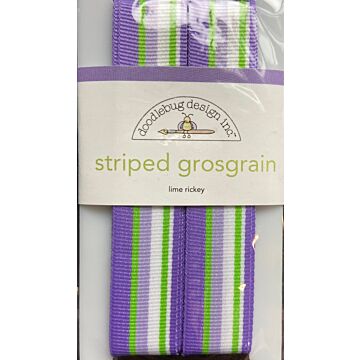 Doodlebug Ribbon - Striped Grossgrain - Lime Rickey