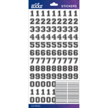 Sticko Numbers Stickers-Black Varsity Numbers Small