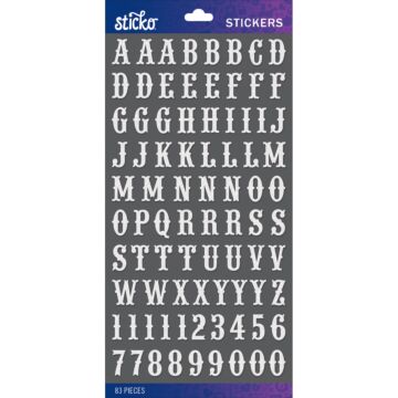 Sticko Alphabet Stickers-White Glitter Carnival Small
