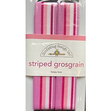 Doodlebug Ribbon - Striped Grossgrain - Loopy Love