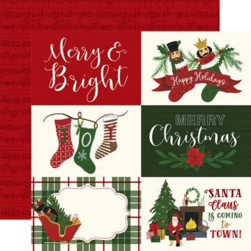 Echo Park - Here Comes Santa Claus - 12x12 Double sided - 6 x 4 Journaling Cards