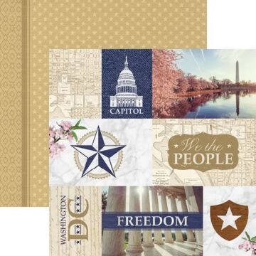 Paper House Washington DC Tags 12 x 12 Double Sided Scrapbook Paper