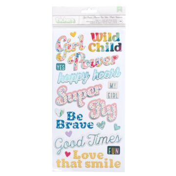 Wild Child Thickers Stickers 5.5"X11" 95/Pkg-Girl Power Phrases/Chipboard W/Teal Foil