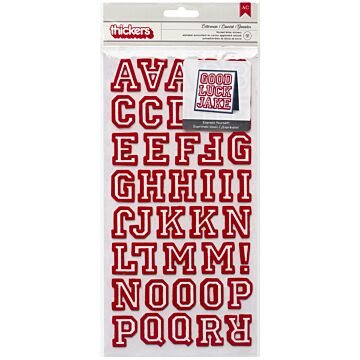 American Crafts Chipboard Alphabet Stickers-Letterman-Crimson Glitter, 91/Pkg