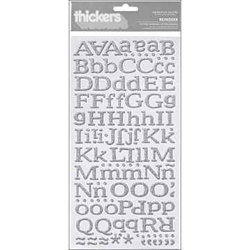 American Crafts Thickers Glitter Stickers 6"X11" 2/Pkg-Reindeer-Silver