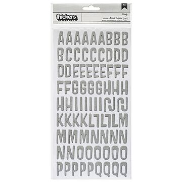 American Crafts Thickers Pow! Glitter Stickers 6"X11" Sheets 2/Pkg-Cecily - Silver