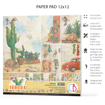 SONORA PAPER PAD 12"X12" 12/PKG