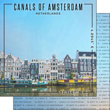 Scrapbook Customs NETHERLANDS - CANALS OF AMSTERDAM COORDINATES DS 12x12 PAPER
