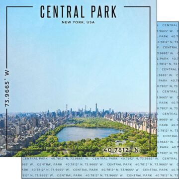 Scrapbook Customs - 12x12 Paper - USA - New York Central Park Coordinates