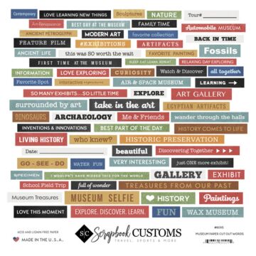 Preorder Scrapbook Customs Museum Word Cut Outs Paper