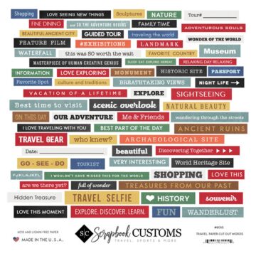 Scrapbook Customs - 12x12 Paper - Travel Word Cut Outs
