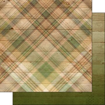 Scrapbook Customs - 12x12 Paper - Green Wood Plaid DS Background