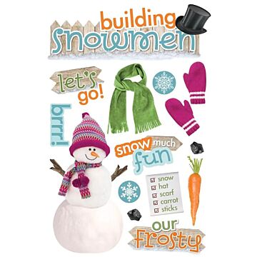 Paper House Building a Snowman 3D Sticker