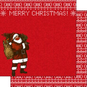 Scrapbook Customs - Double Sided Paper 12 x 12 - Merry Christmas - Masked Santa