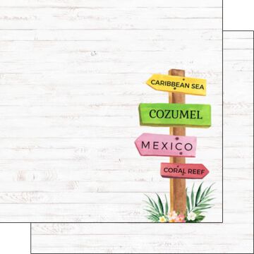 Scrapbook Customs Cozumel Vacay Sign Paper Double-Sided Paper 12 x 12