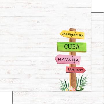 Scrapbook Customs - Double Sided Paper 12 x 12 - Cuba Vacay Sign