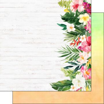 Scrapbook Customs Vacay Floral Edge DS Paper Double-Sided Paper 12 x 12