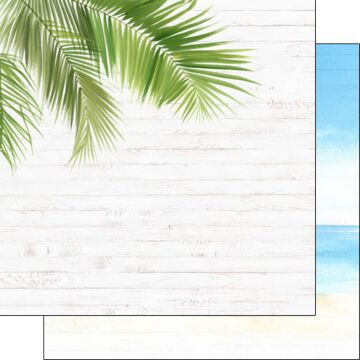 Scrapbook Customs - Double Sided Paper 12 x 12 - Vacay Corner Frond & Beach Left