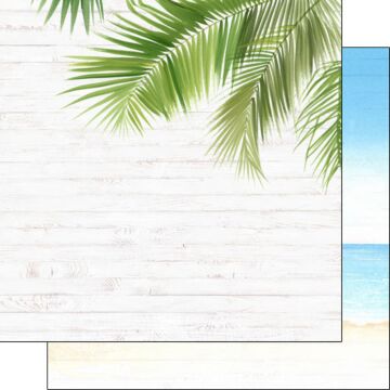 Scrapbook Customs - Double Sided Paper 12 x 12 - Vacay Corner Frond & Beach Right