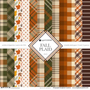Scrapbook Customs - Fall Plaid 12x12 Pack (2ea of 6) Paper