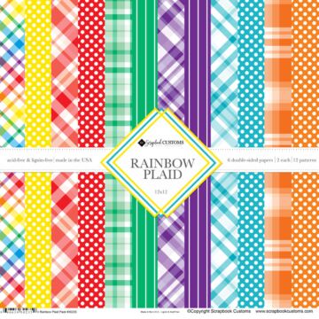 Scrapbook Customs - Rainbow Plaid 12x12 Pack (2ea of 6) Paper