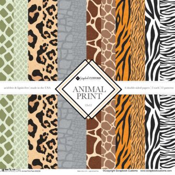 Scrapbook Customs - Animal Print 12x12 Pack (2ea of 6) Paper