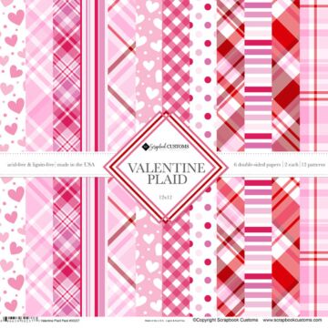 Scrapbook Customs - Valentine Plaid 12x12 Pack (2ea of 6) Paper
