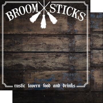 Scrapbook Customs WIZARDING WORLD - BROOM STICKS DOUBLE SIDED 12x12 PAPER