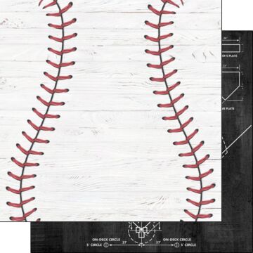 Scrapbook Customs - Double Sided Paper 12 x 12 - Baseball White Wood