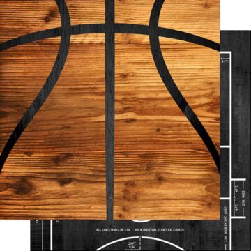 Scrapbook Customs - Double Sided Paper 12 x 12 - Basketball Wood