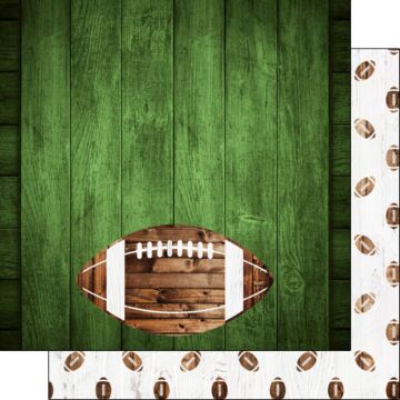 Scrapbook Customs FOOTBALL WOOD COLORED BG DOUBLE SIDED 12x12 PAPER