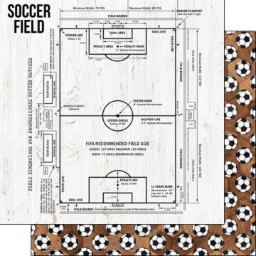Scrapbook Customs - Double Sided Paper 12 x 12 - Soccer Wood Field Diagram