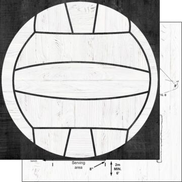 Scrapbook Customs - Double Sided Paper 12 x 12 - Volleyball Wood Ball