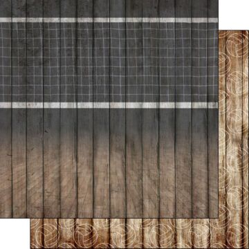 Scrapbook Customs - Double Sided Paper 12 x 12 - Volleyball Wood Court