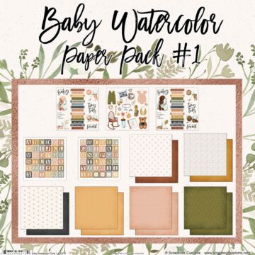 Scrapbook Customs - Baby Watercolor Pack #1 - Paper Kit
