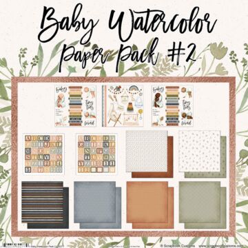 Scrapbook Customs - Baby Watercolor Pack #2 - Paper Kit