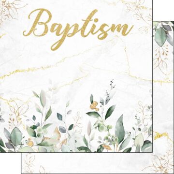 Scrapbook Customs - Baptism - Eucalyptus & Gold DS 12x12 paper
