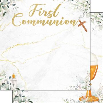 Scrapbook Customs First Communion - Eucalyptus & Gold DS Paper 12x12