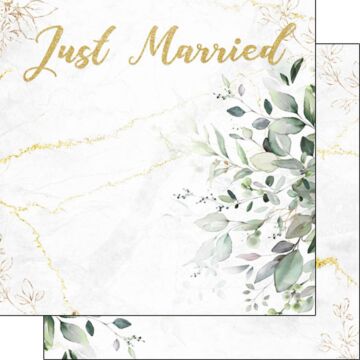 Scrapbook Customs - Just Married - Eucalyptus & Gold DS 12x12 Paper