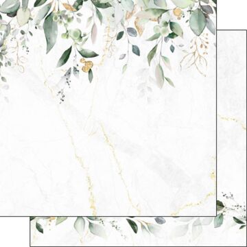 Scrapbook Customs Gold Marble & Eucalyptus Borders DS Paper 12x12
