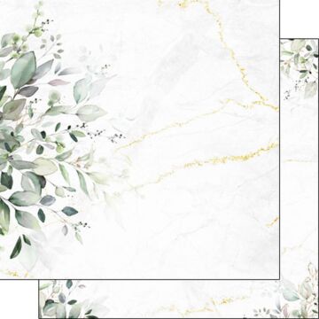 Scrapbook Customs Gold Marble & Eucalyptus Edges DS Paper 12x12
