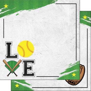 Softball Love DS - Double-Sided Paper 12 x 12.