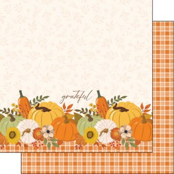Scrapbook Customs Grateful Pumpkin Plaid DS Paper Double-Sided Paper 12 x 12