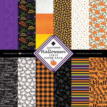 Scrapbook Customs Halloween 12x12 Pack (2ea of 6) Paper Double-Sided Paper 12 x 12