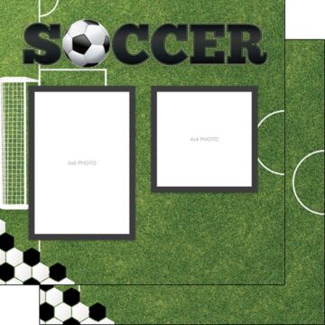 Scrapbook Customs Soccer Left Quick Page DS Paper Double-Sided Paper 12 x 12